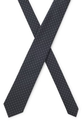 BOSS ONE Jacquard-pattern tie in silk, Dark Blue