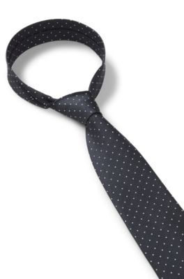 BOSS ONE Jacquard-pattern tie in silk, Dark Blue