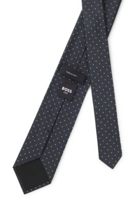 BOSS ONE Jacquard-pattern tie in silk, Dark Blue