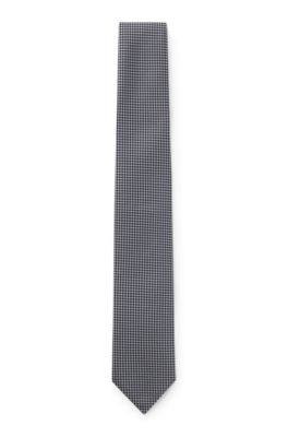 BOSS ONE Jacquard-pattern tie in silk, Dark Blue
