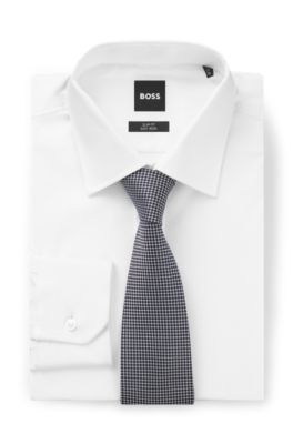 BOSS ONE Jacquard-pattern tie in silk, Dark Blue