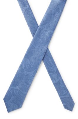 BOSS ONE Jacquard-pattern tie in silk, Blue