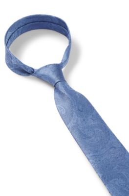 BOSS ONE Jacquard-pattern tie in silk, Blue