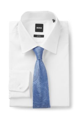 BOSS ONE Jacquard-pattern tie in silk, Blue