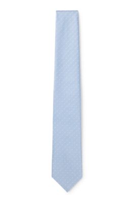 BOSS ONE Jacquard-pattern tie in silk, Light Blue