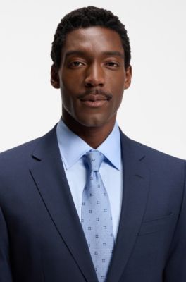 Jacquard-pattern tie in silk, Light Blue