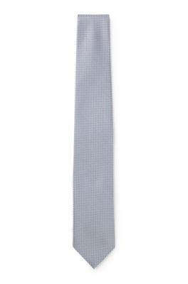 BOSS ONE Jacquard-pattern tie in silk, Light Blue