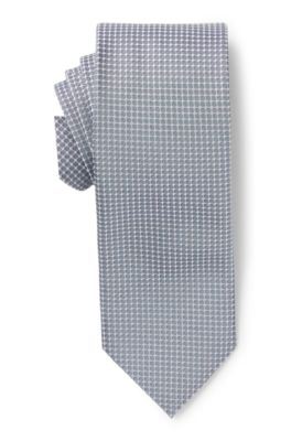 BOSS ONE Jacquard-pattern tie in silk, Light Blue