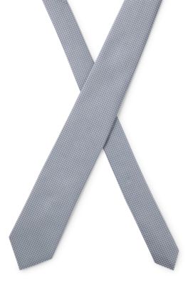 BOSS ONE Jacquard-pattern tie in silk, Light Blue