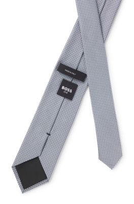 BOSS ONE Jacquard-pattern tie in silk, Light Blue