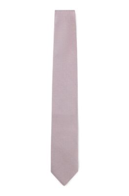 Jacquard-pattern tie in silk, Light Purple
