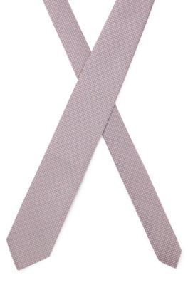 BOSS ONE Jacquard-pattern tie in silk, Light Purple