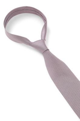 Jacquard-pattern tie in silk, Light Purple