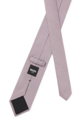 BOSS ONE Jacquard-pattern tie in silk, Light Purple