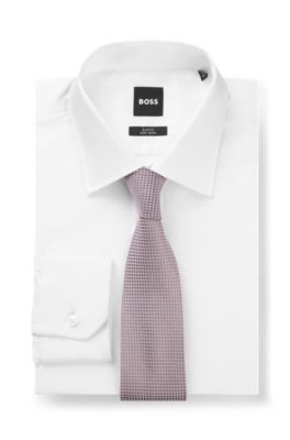 BOSS ONE Jacquard-pattern tie in silk, Light Purple