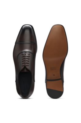 BOSS BY BECKHAM cap-toe Oxford shoes in leather, Dark Brown