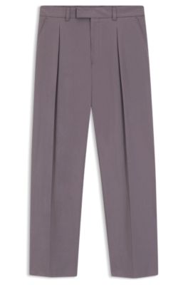 Relaxed-fit trousers in stretch cotton, Purple