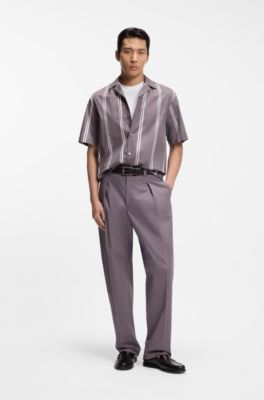 Pantalones relaxed fit de algod&oacute;n el&aacute;stico, Lila