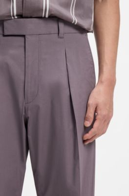 Pantalones relaxed fit de algod&oacute;n el&aacute;stico, Lila