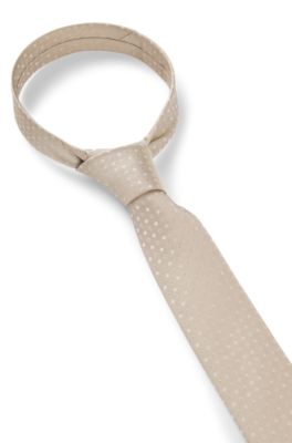 Jacquard-pattern tie in a silk blend, Light Beige