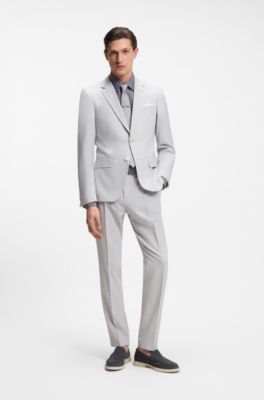 Camisa slim fit en sarga de lino, Azul oscuro