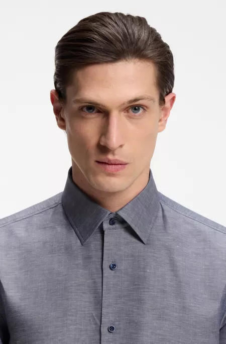 Slim-fit shirt in linen-blend twill
