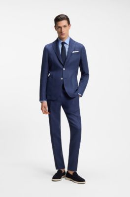 Slim-fit shirt in linen-blend twill, Light Blue
