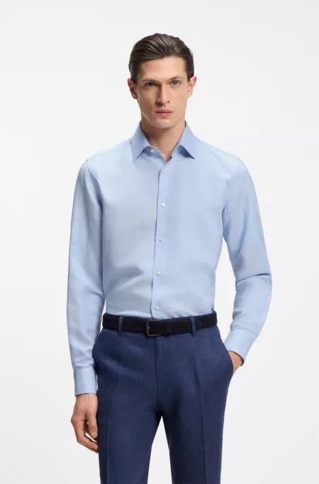 Slim-fit shirt in linen-blend twill