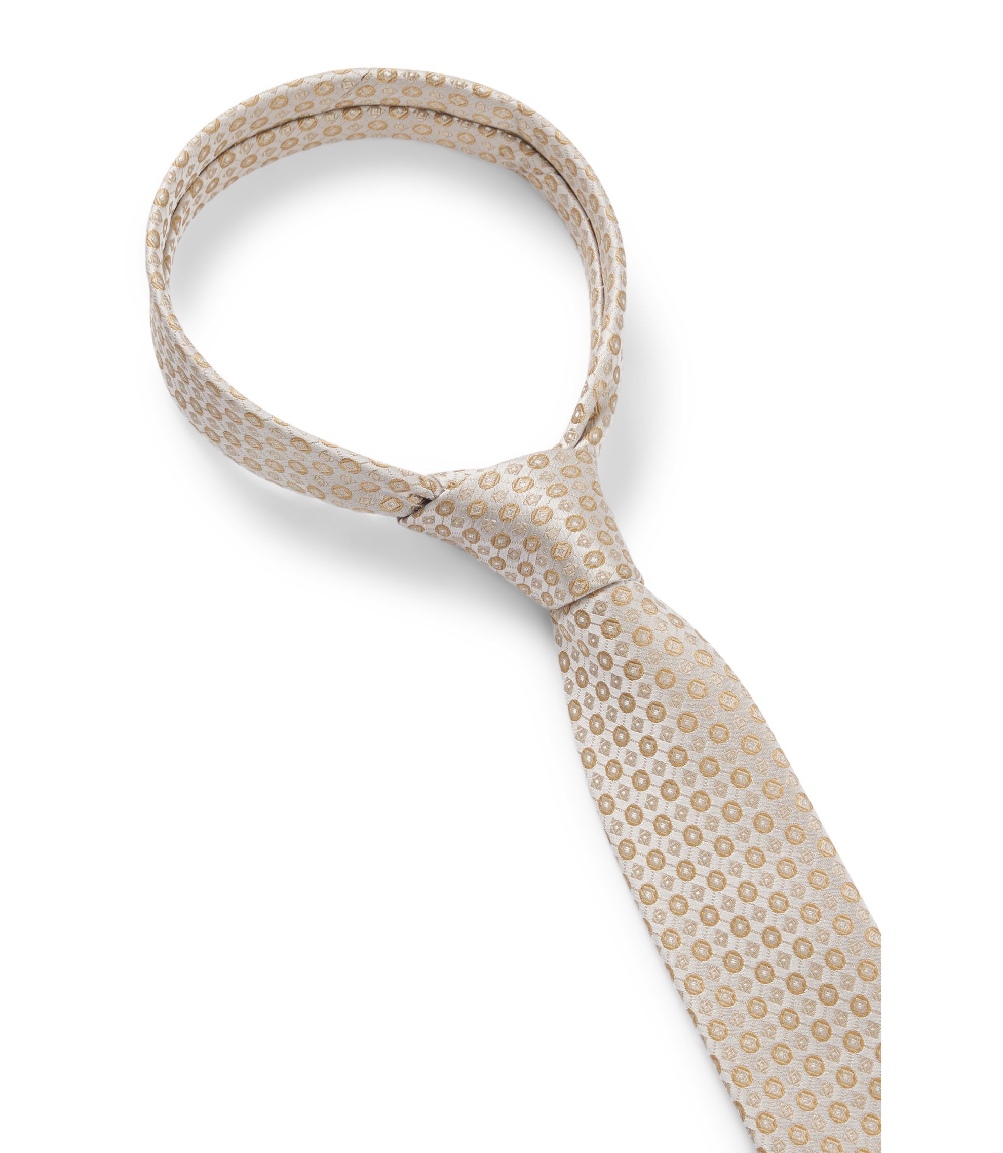 BOSS - Silk-blend tie with jacquard pattern - Light Beige