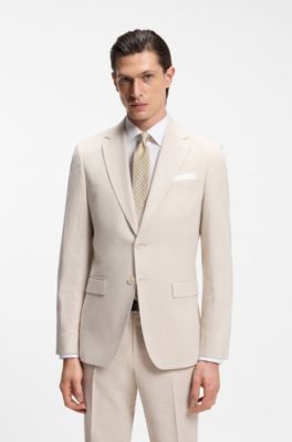 Silk-blend tie with jacquard pattern, Light Beige