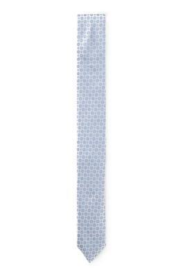 Silk-blend tie with jacquard pattern, Light Blue
