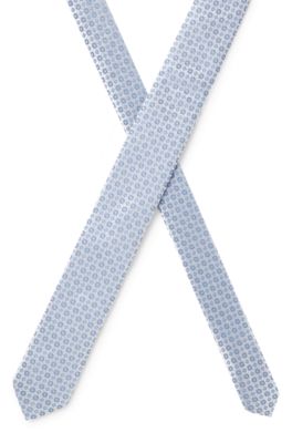 Corbata de seda con motivo en jacquard, Celeste