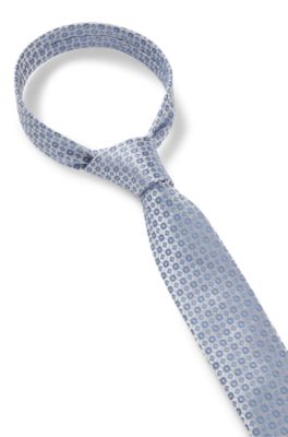 Corbata de seda con motivo en jacquard, Celeste