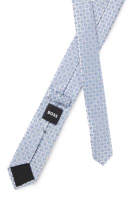 Corbata de seda con motivo en jacquard, Celeste