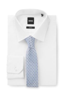 Corbata de seda con motivo en jacquard, Celeste