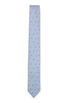 Corbata de seda con motivo en jacquard, Celeste