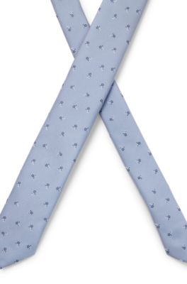 Corbata de seda con motivo en jacquard, Celeste