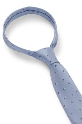 Corbata de seda con motivo en jacquard, Celeste