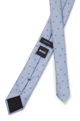 Corbata de seda con motivo en jacquard, Celeste