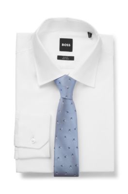 Silk-blend tie with jacquard pattern, Light Blue