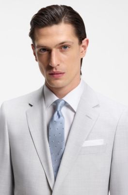 Corbata de seda con motivo en jacquard, Celeste