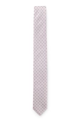 Silk-blend tie with jacquard pattern, Light Purple