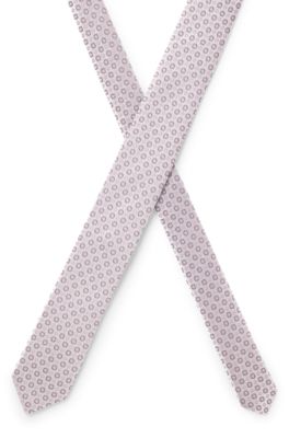 Silk-blend tie with jacquard pattern, Light Purple