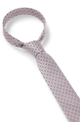 Cravate en soie m&eacute;lang&eacute;e &agrave; motif jacquard, Violet clair