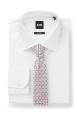 Silk-blend tie with jacquard pattern, Light Purple