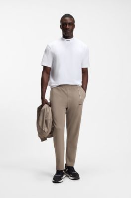 Relaxed-fit mock-neck T-shirt in stretch cotton, White