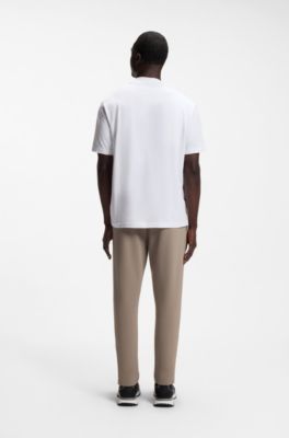 Relaxed-fit mock-neck T-shirt in stretch cotton, White