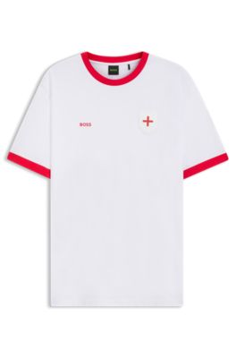 T-shirt en coton stretch avec drapeau du pays et logo, 9005