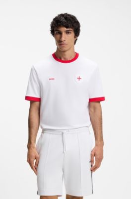 Stretch-cotton T-shirt with country flag and logo, England