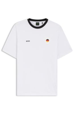 Stretch-cotton T-shirt with country flag and logo, Germany White